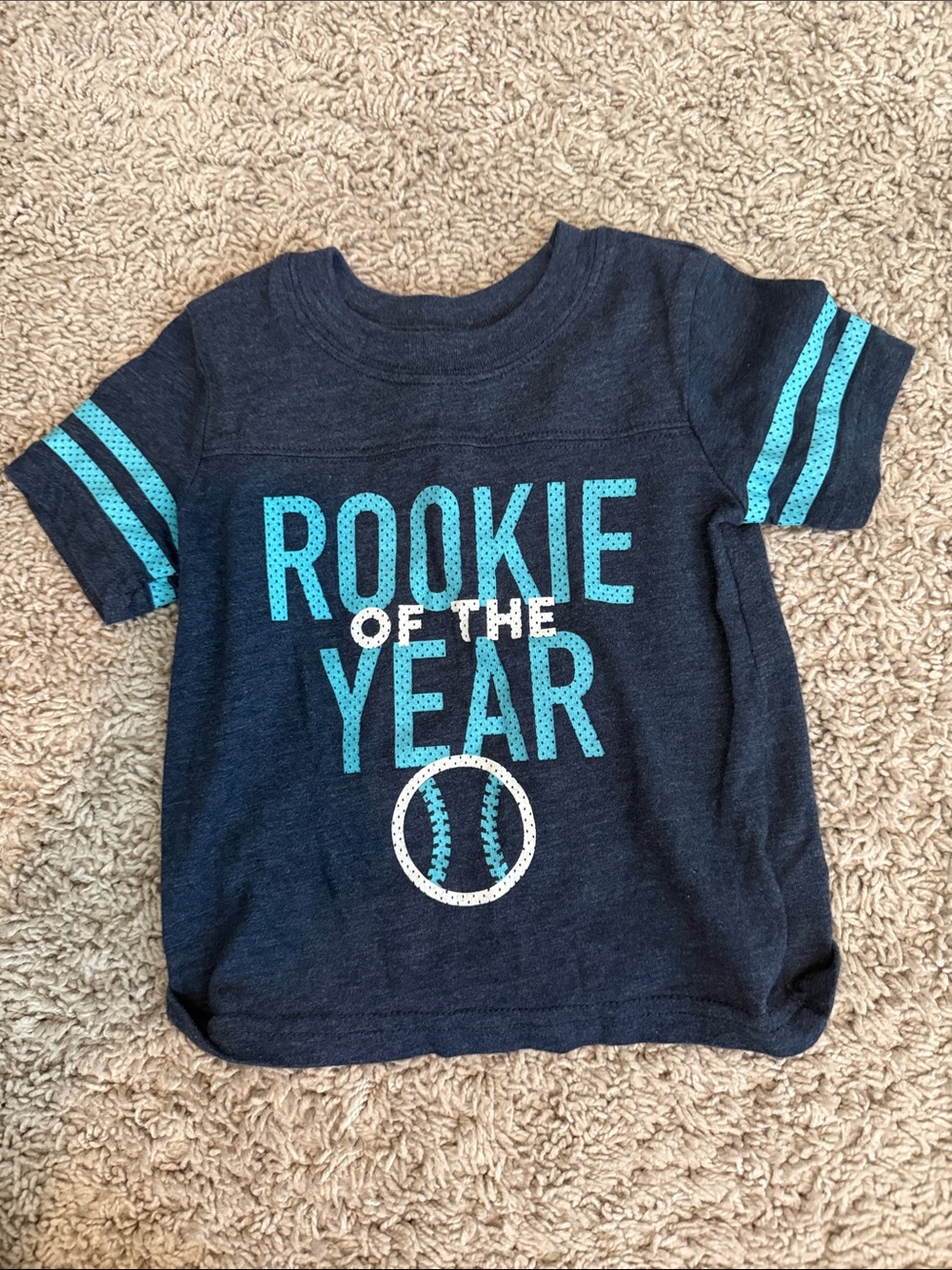 jumping beans Navy Blue Tee with Teal Lettering - "Rookie of the Year"
